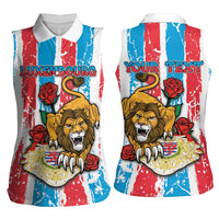 Personalized Luxembourg Women Sleeveless Polo Shirt Red Lion With Coat Of Arms - Wonder Print Shop