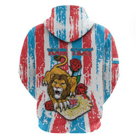 Personalized Luxembourg Zip Hoodie Red Lion With Coat Of Arms - Wonder Print Shop