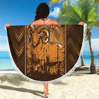 Cyprus Beach Blanket The Cypriot Mouflon With Coat Of Arms - Wonder Print Shop