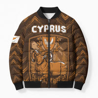 Personalized Cyprus Bomber Puffer Jacket The Cypriot Mouflon With Coat Of Arms - Wonder Print Shop