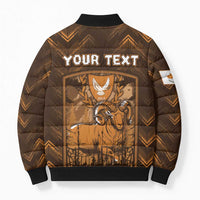Personalized Cyprus Bomber Puffer Jacket The Cypriot Mouflon With Coat Of Arms - Wonder Print Shop
