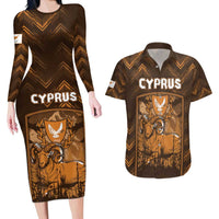 Personalized Cyprus Couples Matching Long Sleeve Bodycon Dress and Hawaiian Shirt The Cypriot Mouflon With Coat Of Arms - Wonder Print Shop