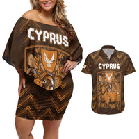 Personalized Cyprus Couples Matching Off Shoulder Short Dress and Hawaiian Shirt The Cypriot Mouflon With Coat Of Arms - Wonder Print Shop