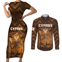 Personalized Cyprus Couples Matching Short Sleeve Bodycon Dress and Long Sleeve Button Shirt The Cypriot Mouflon With Coat Of Arms - Wonder Print Shop