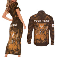 Personalized Cyprus Couples Matching Short Sleeve Bodycon Dress and Long Sleeve Button Shirt The Cypriot Mouflon With Coat Of Arms - Wonder Print Shop