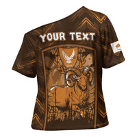 Personalized Cyprus Cross Shoulder Shirt The Cypriot Mouflon With Coat Of Arms - Wonder Print Shop