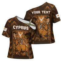 Personalized Cyprus Cross Shoulder Shirt The Cypriot Mouflon With Coat Of Arms - Wonder Print Shop