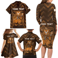 Personalized Cyprus Family Matching Long Sleeve Bodycon Dress and Hawaiian Shirt The Cypriot Mouflon With Coat Of Arms - Wonder Print Shop