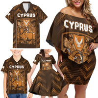 Personalized Cyprus Family Matching Off Shoulder Short Dress and Hawaiian Shirt The Cypriot Mouflon With Coat Of Arms - Wonder Print Shop