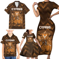Personalized Cyprus Family Matching Short Sleeve Bodycon Dress and Hawaiian Shirt The Cypriot Mouflon With Coat Of Arms - Wonder Print Shop