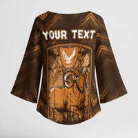 Personalized Cyprus Kimono Sleeve Blouse The Cypriot Mouflon With Coat Of Arms - Wonder Print Shop