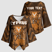 Personalized Cyprus Kimono Sleeve Blouse The Cypriot Mouflon With Coat Of Arms - Wonder Print Shop