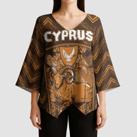 Personalized Cyprus Kimono Sleeve Blouse The Cypriot Mouflon With Coat Of Arms - Wonder Print Shop
