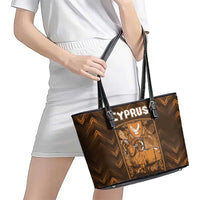 Cyprus Leather Tote Bag The Cypriot Mouflon With Coat Of Arms - Wonder Print Shop