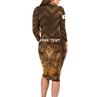 Personalized Cyprus Long Sleeve Bodycon Dress The Cypriot Mouflon With Coat Of Arms - Wonder Print Shop