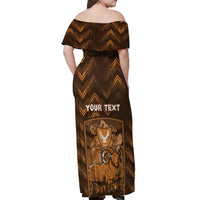 Personalized Cyprus Off Shoulder Maxi Dress The Cypriot Mouflon With Coat Of Arms - Wonder Print Shop