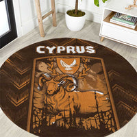 Cyprus Round Carpet The Cypriot Mouflon With Coat Of Arms - Wonder Print Shop