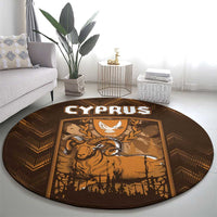 Cyprus Round Carpet The Cypriot Mouflon With Coat Of Arms - Wonder Print Shop