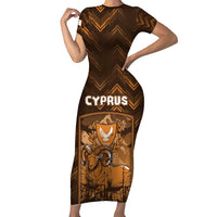 Personalized Cyprus Short Sleeve Bodycon Dress The Cypriot Mouflon With Coat Of Arms - Wonder Print Shop