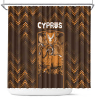 Cyprus Shower Curtain The Cypriot Mouflon With Coat Of Arms - Wonder Print Shop