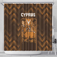 Cyprus Shower Curtain The Cypriot Mouflon With Coat Of Arms - Wonder Print Shop
