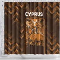 Cyprus Shower Curtain The Cypriot Mouflon With Coat Of Arms - Wonder Print Shop