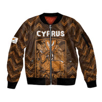 Personalized Cyprus Sleeve Zip Bomber Jacket The Cypriot Mouflon With Coat Of Arms - Wonder Print Shop