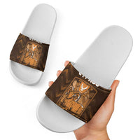Cyprus Slide Sandals The Cypriot Mouflon With Coat Of Arms - Wonder Print Shop