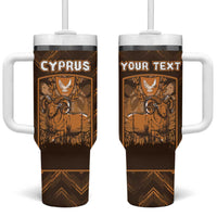 Personalized Cyprus Tumbler With Handle The Cypriot Mouflon With Coat Of Arms - Wonder Print Shop