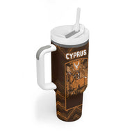 Personalized Cyprus Tumbler With Handle The Cypriot Mouflon With Coat Of Arms - Wonder Print Shop