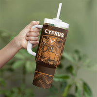 Personalized Cyprus Tumbler With Handle The Cypriot Mouflon With Coat Of Arms - Wonder Print Shop