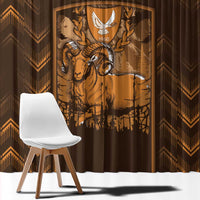 Cyprus Window Curtain The Cypriot Mouflon With Coat Of Arms - Wonder Print Shop