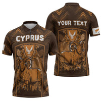Personalized Cyprus Zipper Polo Shirt The Cypriot Mouflon With Coat Of Arms - Wonder Print Shop