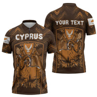 Personalized Cyprus Zipper Polo Shirt The Cypriot Mouflon With Coat Of Arms - Wonder Print Shop