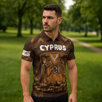 Personalized Cyprus Zipper Polo Shirt The Cypriot Mouflon With Coat Of Arms - Wonder Print Shop