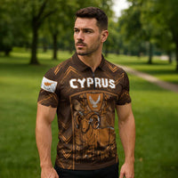 Personalized Cyprus Zipper Polo Shirt The Cypriot Mouflon With Coat Of Arms - Wonder Print Shop