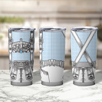 Oktoberfest Lederhosen Costume Tumbler Cup Linocut Woodcut White Style