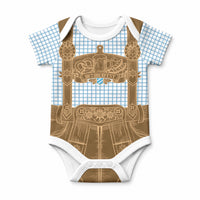 Oktoberfest Lederhosen Costume Baby Onesie Linocut Woodcut Brown Style