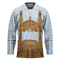 Oktoberfest Lederhosen Costume Hockey Jersey Linocut Woodcut Brown Style