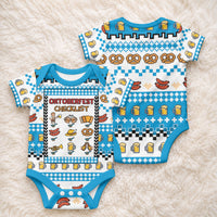 Oktoberfest Checklist Baby Onesie Pixel Beer Pretzel Sausage Bavarian Pattern