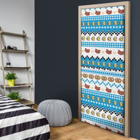 Oktoberfest Checklist Door Cover Pixel Beer Pretzel Sausage Bavarian Pattern