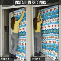 Oktoberfest Checklist Door Cover Pixel Beer Pretzel Sausage Bavarian Pattern