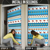 Oktoberfest Checklist Door Cover Pixel Beer Pretzel Sausage Bavarian Pattern