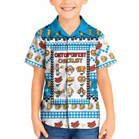 Oktoberfest Checklist Kid Hawaiian Shirt Pixel Beer Pretzel Sausage Bavarian Pattern