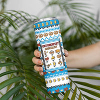 Oktoberfest Checklist Skinny Tumbler Pixel Beer Pretzel Sausage Bavarian Pattern