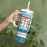 Oktoberfest Checklist Tumbler With Handle Pixel Beer Pretzel Sausage Bavarian Pattern