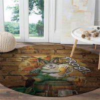 Oktoberfest Wolpertinger Round Carpet Prost Beer Horned Rabbit Pretzel Barrel