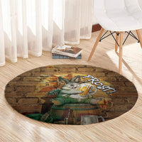 Oktoberfest Wolpertinger Round Carpet Prost Beer Horned Rabbit Pretzel Barrel
