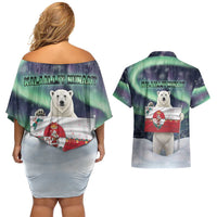 Greenland Christmas Couples Matching Off Shoulder Short Dress and Hawaiian Shirt Juullimi Pilluaritsi - Wonder Print Shop