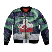 Greenland Christmas Sleeve Zip Bomber Jacket Juullimi Pilluaritsi - Wonder Print Shop